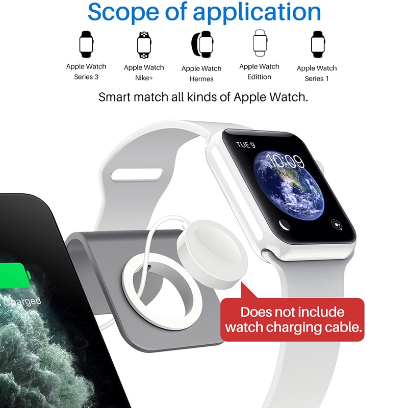 Bonola ti-mezclle 3 in1 cargador inalámbrico rápido para iPhone11/11Por/XsMax cambio inalámbrico para AirPods base de carga para iWatch4/3