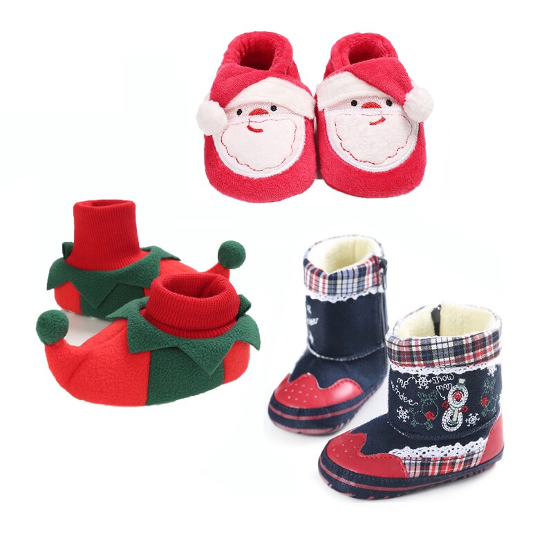 Zapatos de Navidad para bebé, niño y niña, Papá Noel cálido, primeros pasos, bonitas botas de Navidad, zapatos para bebé, novedad de