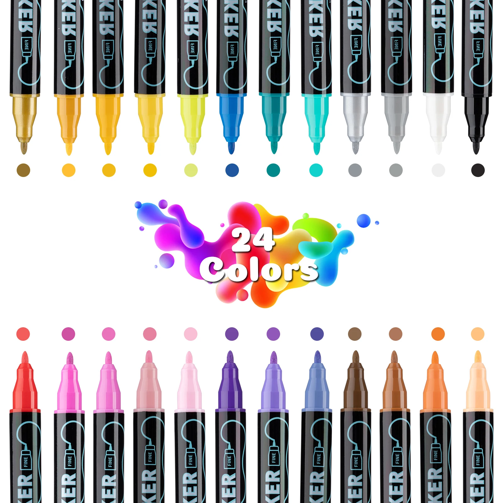 12–72 Farben Acryl-Gouache-Farbstifte, Pinsel-Zeichenmarker-einstellen für professionelle Künstler, freundlicher, Graffiti-Stoffmarker mit zwei Spitzen: Gelb