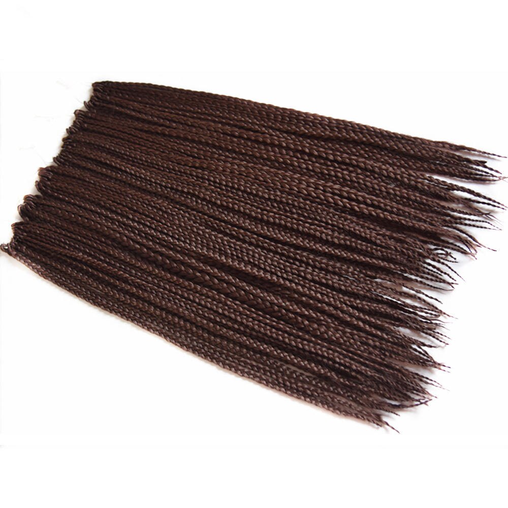 Feilimei Ombre blond 3 S Kasten Geflecht Haarverlängerungen 22 Zoll 100g Synthetische Schwarz Lila Braun Grau Häkeln Flechten haar: #4