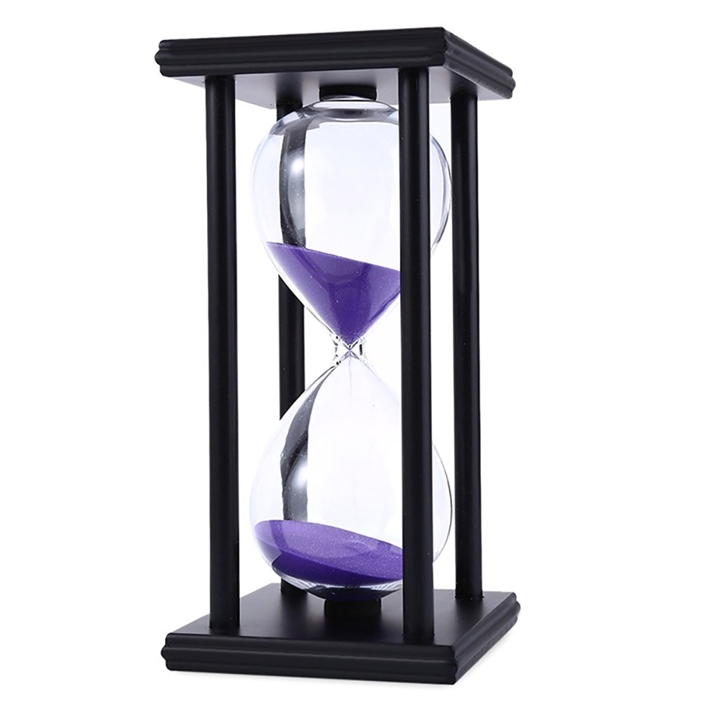 30 Minutes Time Counter Hourglass Sand Timer Retro Wooden Sandglass Clock: Black Purple