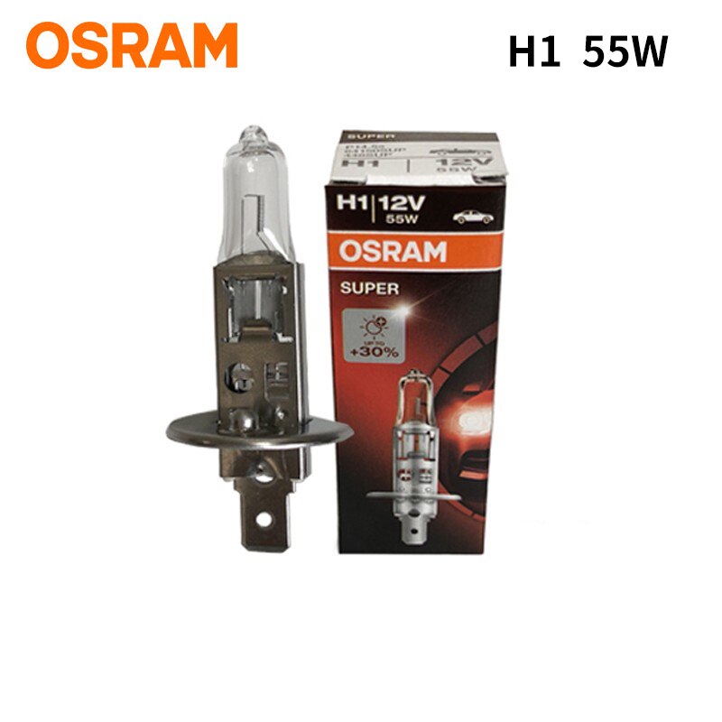 Osram  h1 h3 h4 h7 halogen bilpære forlygte fjernlys nærlys halogenlampe lang levetid 12v 55w biltilbehør: H1-64150 sup