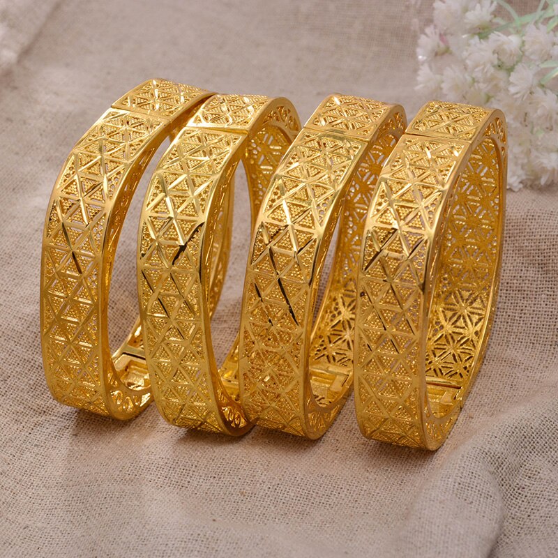 Annayoyo Äthiopischen 4 Teile/los Afrika Gold Farbe Armreifen für Frauen Dubai Braut Armbinde Afrikanische Hochzeit Schmuck Nahen Osten Artikel