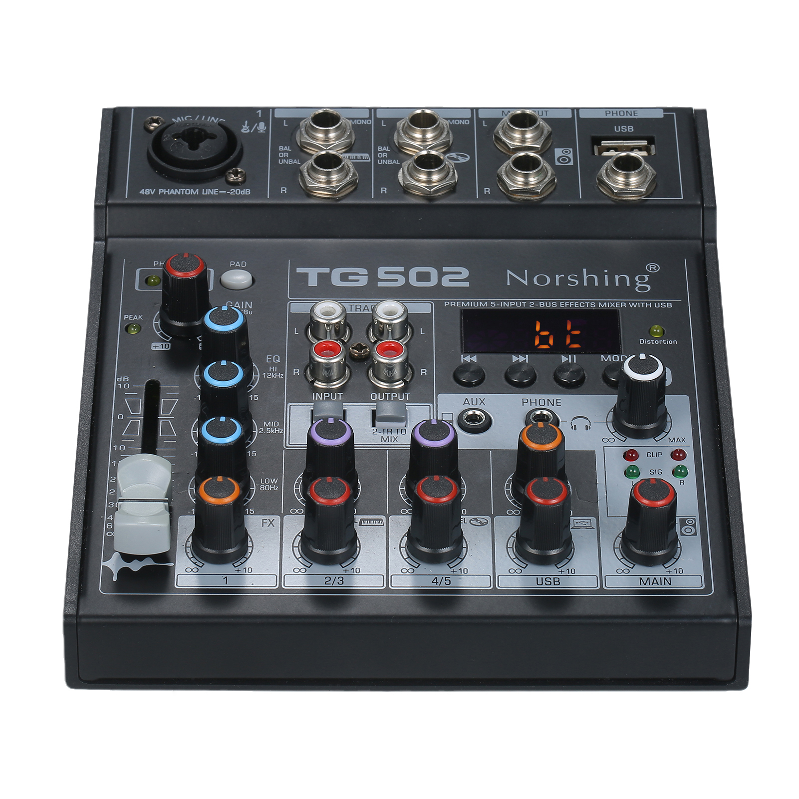 Norshing TG 502 Audio Mixer 4 Channel Stereo Sound Board Console System USB BT Digital Audio Signal Processor