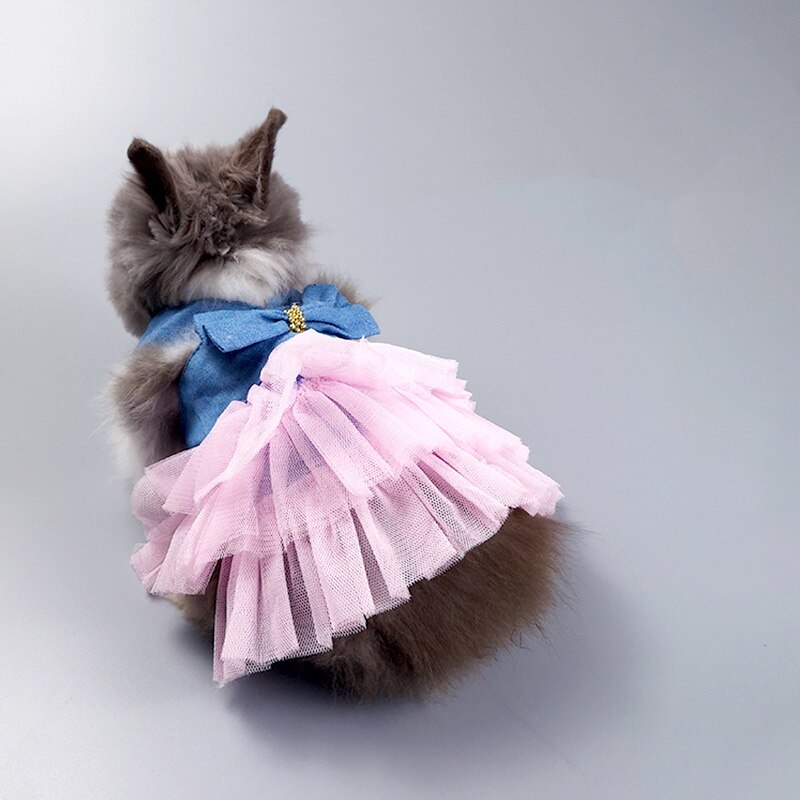 Bunny Out Clothes Lop-eared Dwarf Rabbit Pleated Skirt Rabbit Dress Up Accessories Small Dog Supplies Mesh Sling Dress For Pets