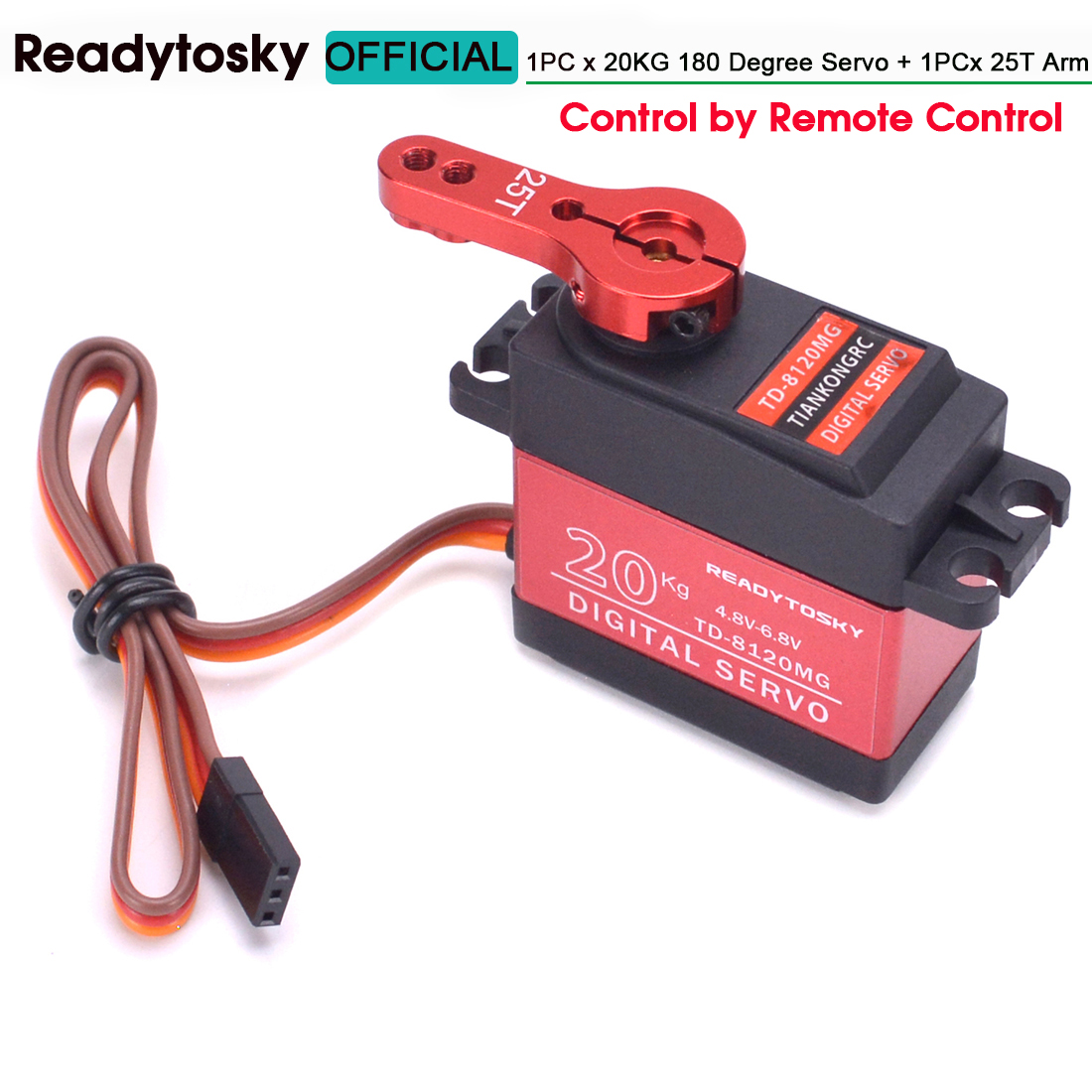 20kg TD8120MG / 25kg TD8325MG Hohe Drehmoment Kernlosen Motor Servo Wasserdichte Digital 180 Grad Servo control durch Fernbedienung control: 1x20KG  1x 25T Arm