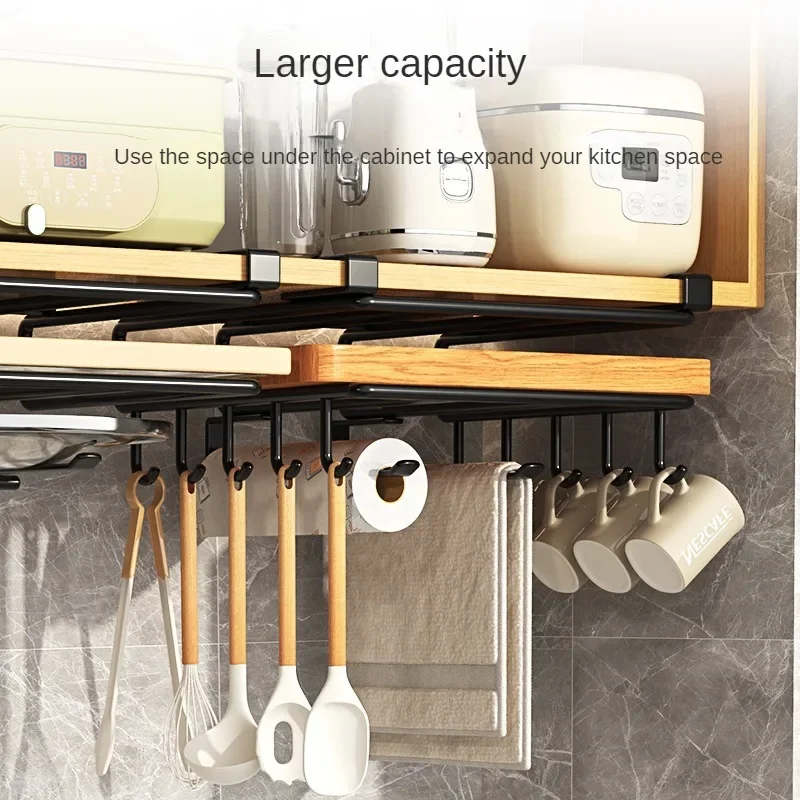 Keuken Ophangen Organizer Rek Met Haken Onder Kast Papieren Handdoek Lappen Hanger Snijplank Pot Cover Houder Opbergplank