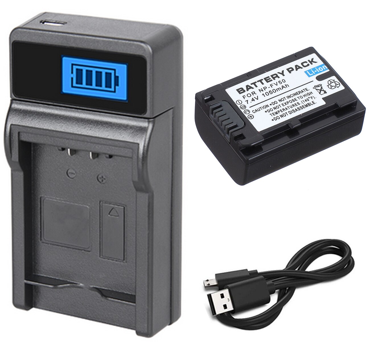 Batterie + chargeur pour Sony HDR-CX110E, HDR-CX130E, HDR-CX150E, HDR-CX160E, HDR-CX170E, HDR-CX180E, HDR-CX190E,, caméscope Handycam: Battery and ChargerC
