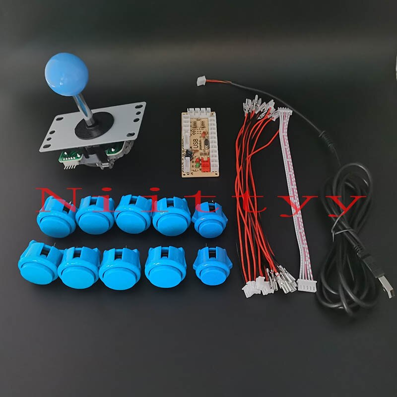 DIY Arcade joystick kit 5 pin Joystick Arcade SANWA Push Button Zero Delay USB Board With Wires for PC joystick plate