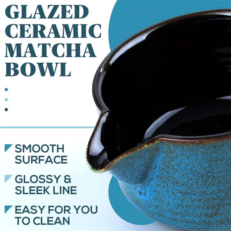Juego de herramientas para hacer té T97C, tazón de té Matcha con boquilla para verter, batidor de té con horno Ru para ceremonia del té