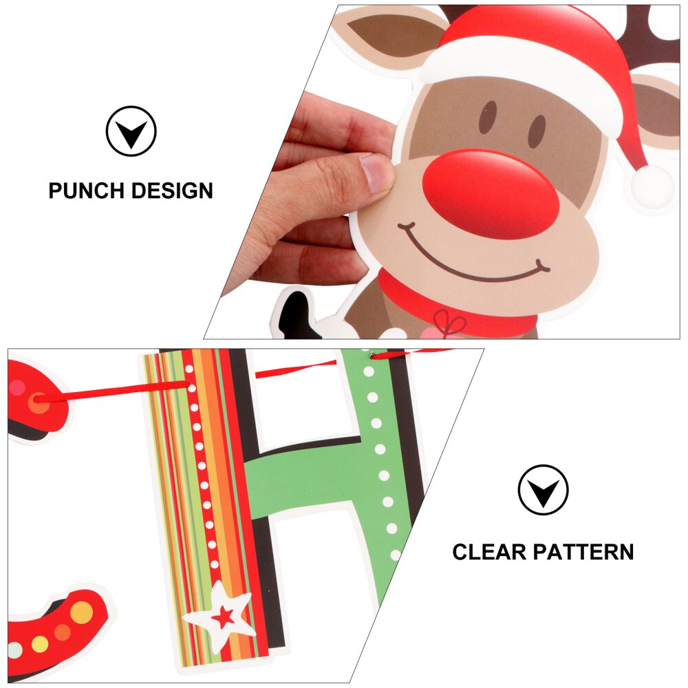 2Pcs Banners Lightweight Cardboard Paper Portable Christmas Banner Haning Garland Party Bunting for Home