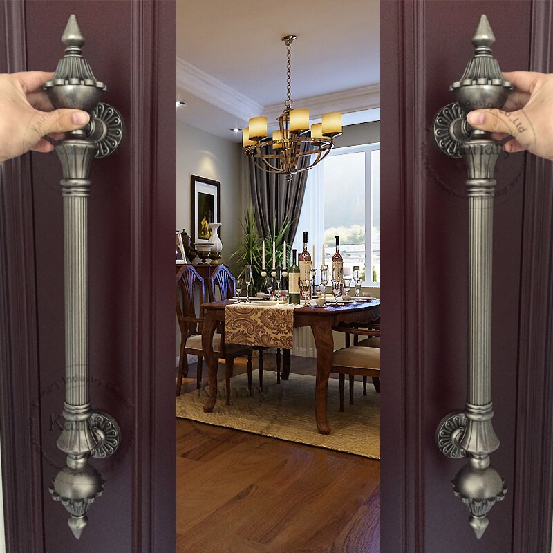 1PCS ancient wooden door bronze handle, European style villa hotel retro door pull and push handle, glass door antique handle