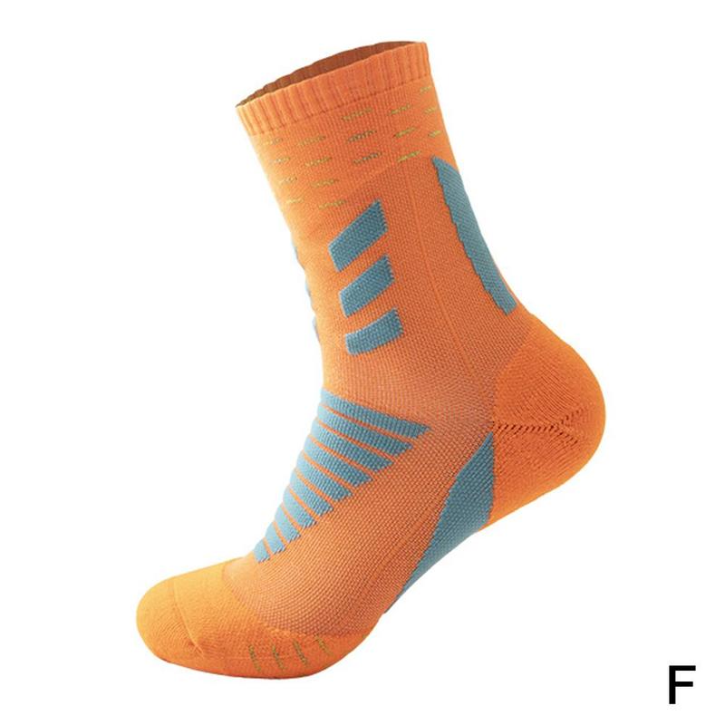 1Pair Cycling Thicken Men Basketball Socks Deodorant Quick-drying Breathable Running Male Sports Long Tube Sock: long orange