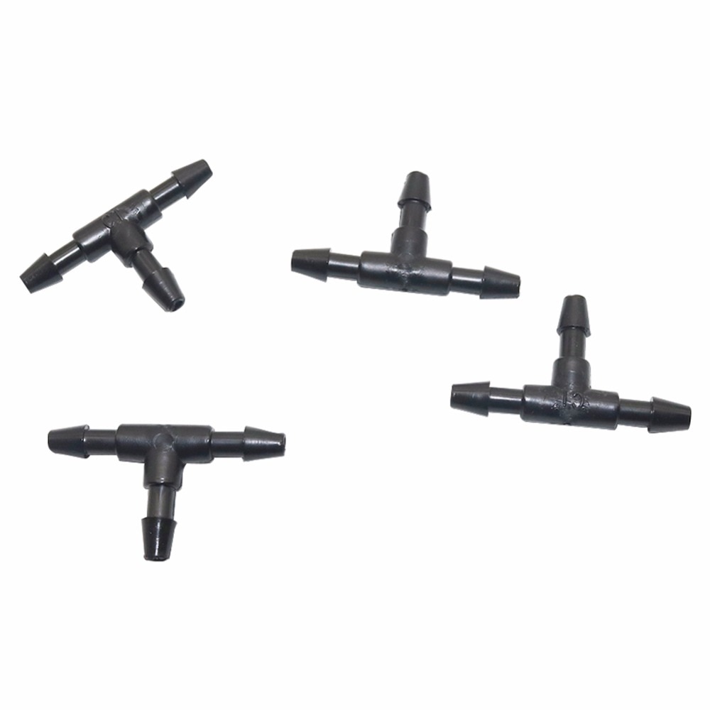 50 stk hageslange 3/5mm med mothager lik t-kopling for indre diameter 3 mm slange som forbinder plast hage vannings t-skjøt