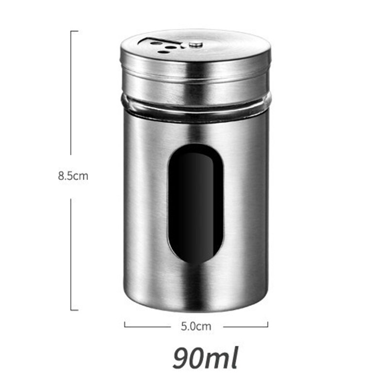 Rostfritt stål kryddburkar glas spridningsflaska grill krydda kruka peppar flaska tandpetare hållare salt shaker kök