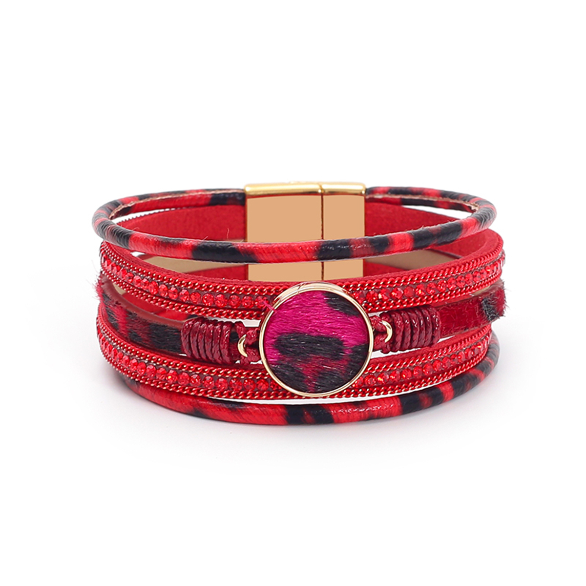 WYBU-Bracelets léopard à quatre Styles pour femmes, filles adolescentes, multicouche, large, Animal, imprimé guépard, Bracelet en cuir, bijoux: Plaqué Rhodium