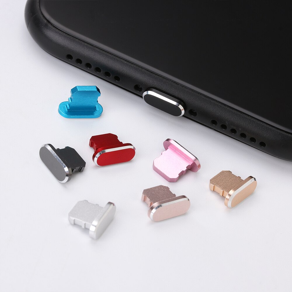 7 cores de metal anti poeira carregador doca plug tampa rolha capa para iphone 11 x xr max 8 7 6s mais acessórios do telefone celular