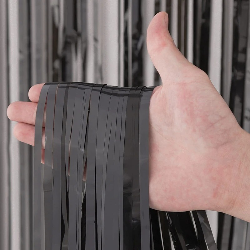 Som fest, metallisk glitterfolie, frynser, gardiner, baggrund til fødselsdag, årsfest, foto, bryllupsdekoration