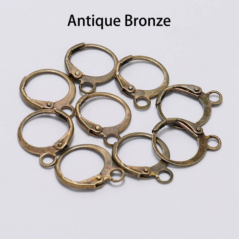 20 Stks/partij 14*12Mm Goud Brons Franse Lever Earring Haken Draad Instellingen Base Hoops Oorbellen Voor Diy Sieraden maken Leveranties: Antique Bronze