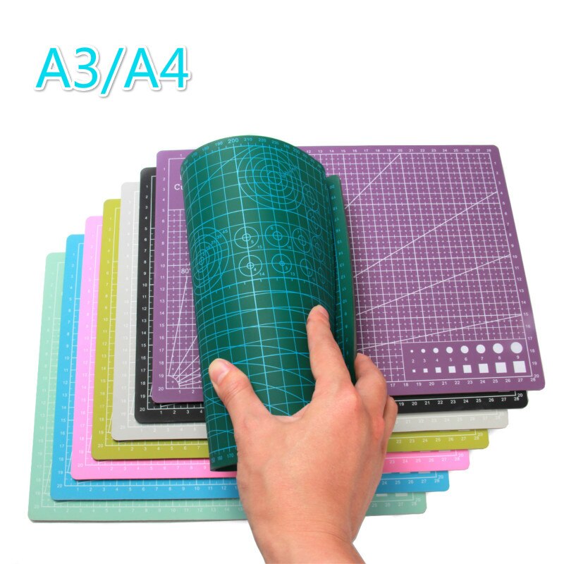 Pvc Cutting Pad A3 A4 Rectangular Grid Line Diy Model Tool Board Pad Tool Fabric Leather Paper Model Self-healing Cutting Board