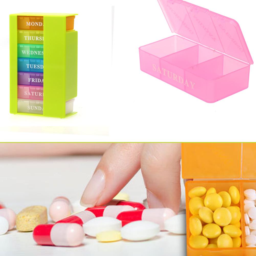 Ugentlig 7 dage farverig pilleæske medicin opbevaring organizer holder kit