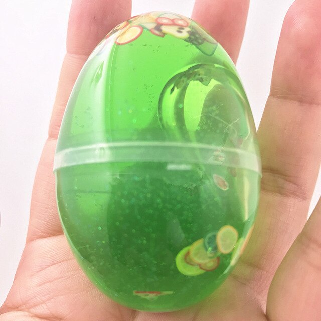 Juguetes Educativos niños Crystal Mucus huevo plastilina transparente Unisex Color sólido no puede comer limo fruta tierra Slimes día: F