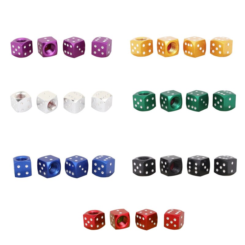 4Pcs/Lot Aluminum Alloy Car-styling AUTO Dice Dust Valve Caps Car Motorcycles Electric Cars Tire Valve Dust Cap Auto Accessories