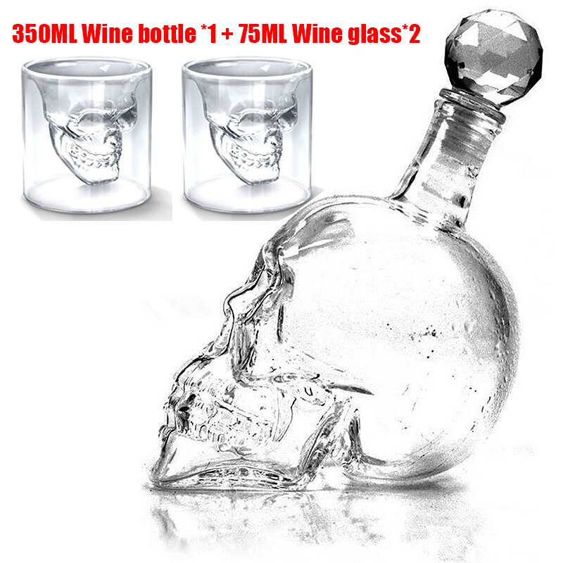 1000Ml High-End Creatieve Schedel Glas Whisky Wodka Wijn Kristallen Fles Geesten Kopjes Transparant Wijn Drinkbekers Bar thuis: 350ML bottle set B