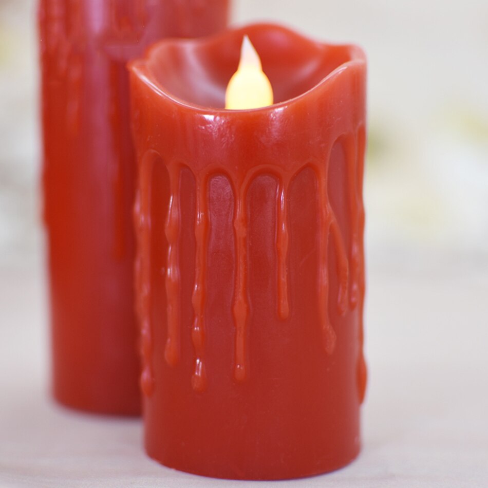 Bougie rouge en cire led goutte à goutte, bougie électronique rouge sans flamme de décoration, activités religieuses/noël, bougies d'halloween