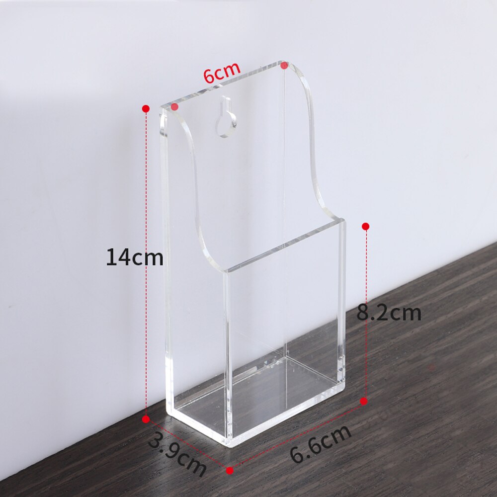Wall-mounted Transparent Acrylic Storage Box/Remote Control Holder for Hotel/Bedroom/Office: 1 pocket