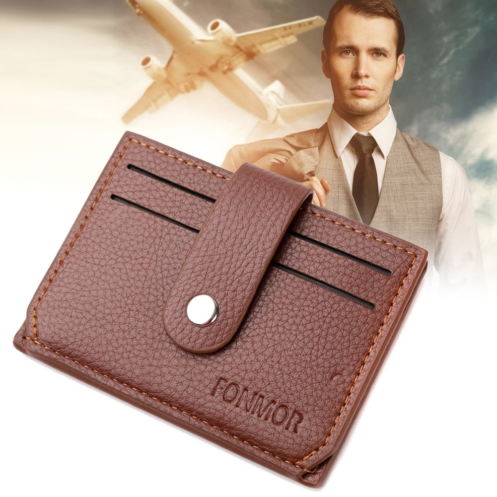 Mannen Mini Pu Lederen Card Bag Holder Purse Id Credit Card Wallet Xin