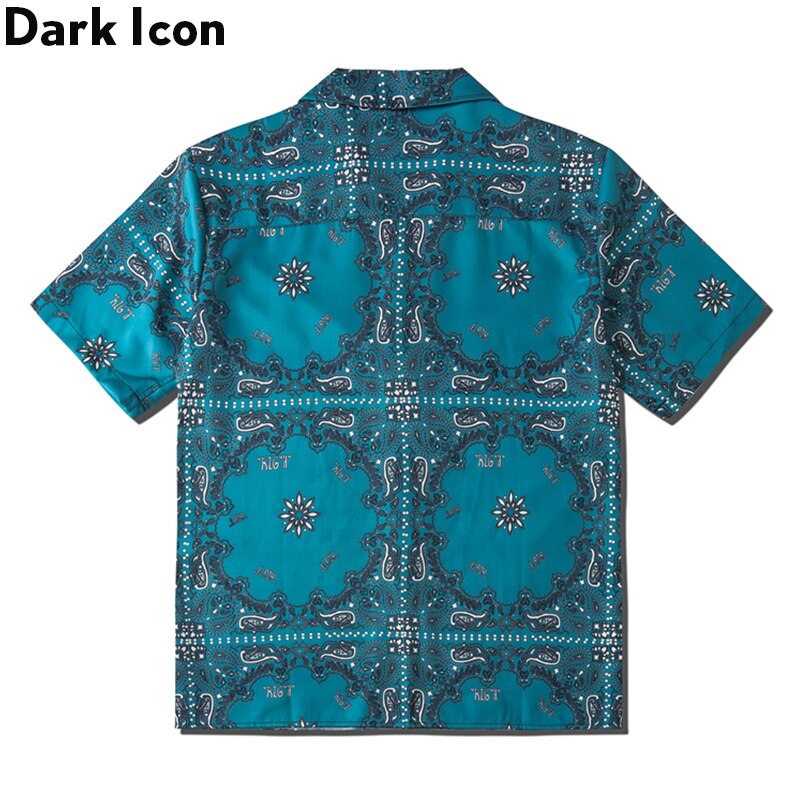 Mørkt ikon bandana hawaiiansk skjorte vintage street herreskjorte sommer mand tøj
