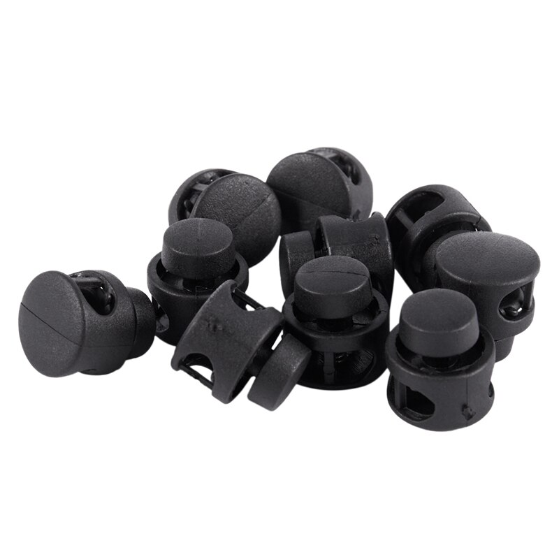 20 Pcs Single Hole Rope Cord Locks Ends Drawstring Toggles Black 8mm & m