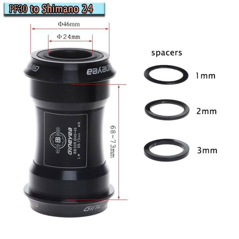 Gineyea BB30 PF30 Bottom Bracket Sealed Bearing Press-fit MTB Road Bike Holowtech XT Sram Gxp 24 22mm Mountain Bicycle BB Set: PF30 to Shimano 24