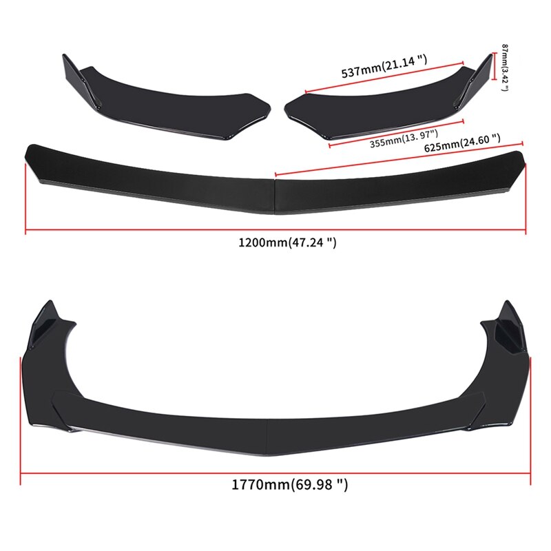 Glanzend Zwart Voorbumper Lip Onder Panel Universele Bumper Schop Lip Spoiler Protector Guard Body Kit Trim
