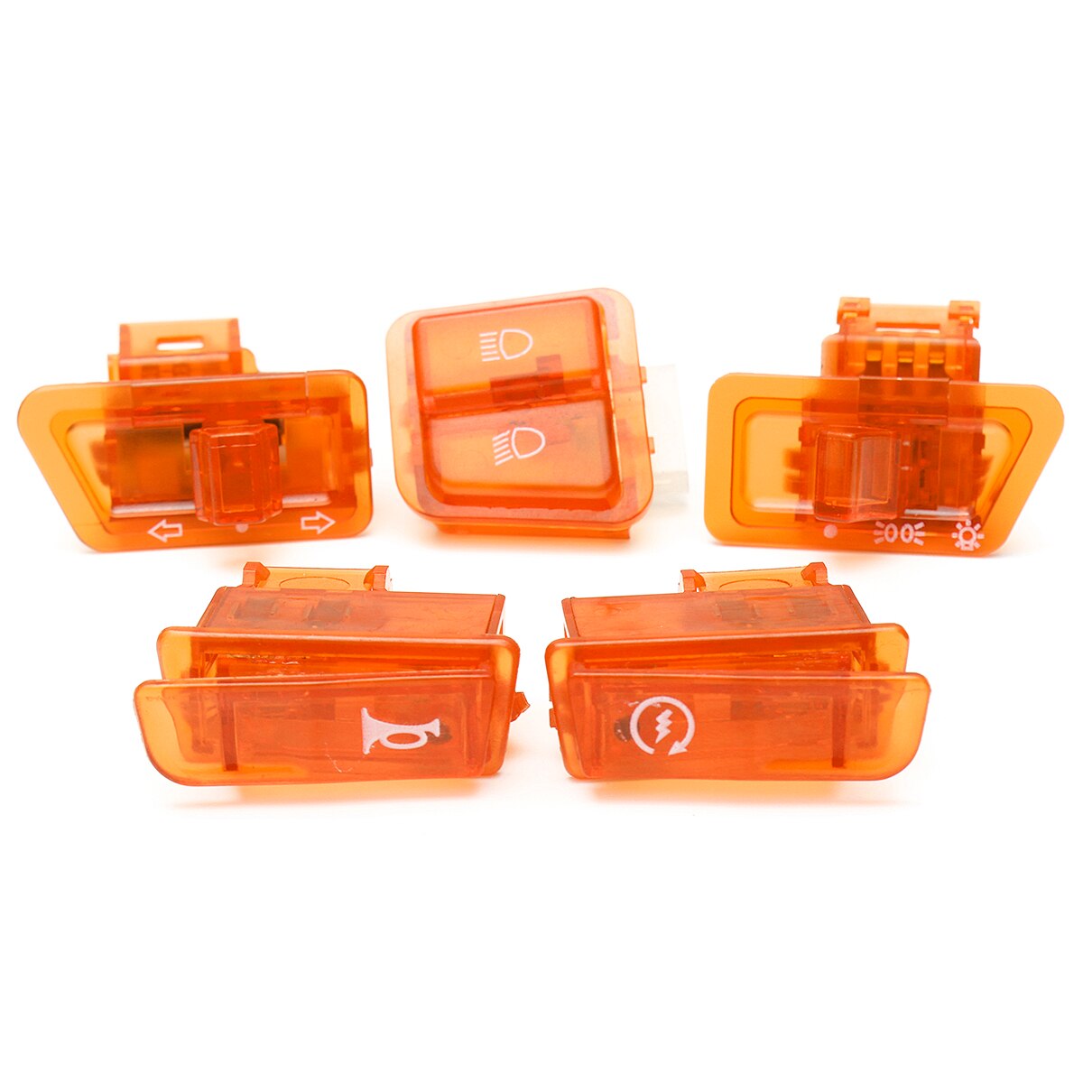 5 unidades/lote de luces para cabeza de motocicleta, atenuador de señal de giro, botón de interruptor único para GY6, 50CC, 125CC, 150CC, Scooter, ciclomotor: Naranja