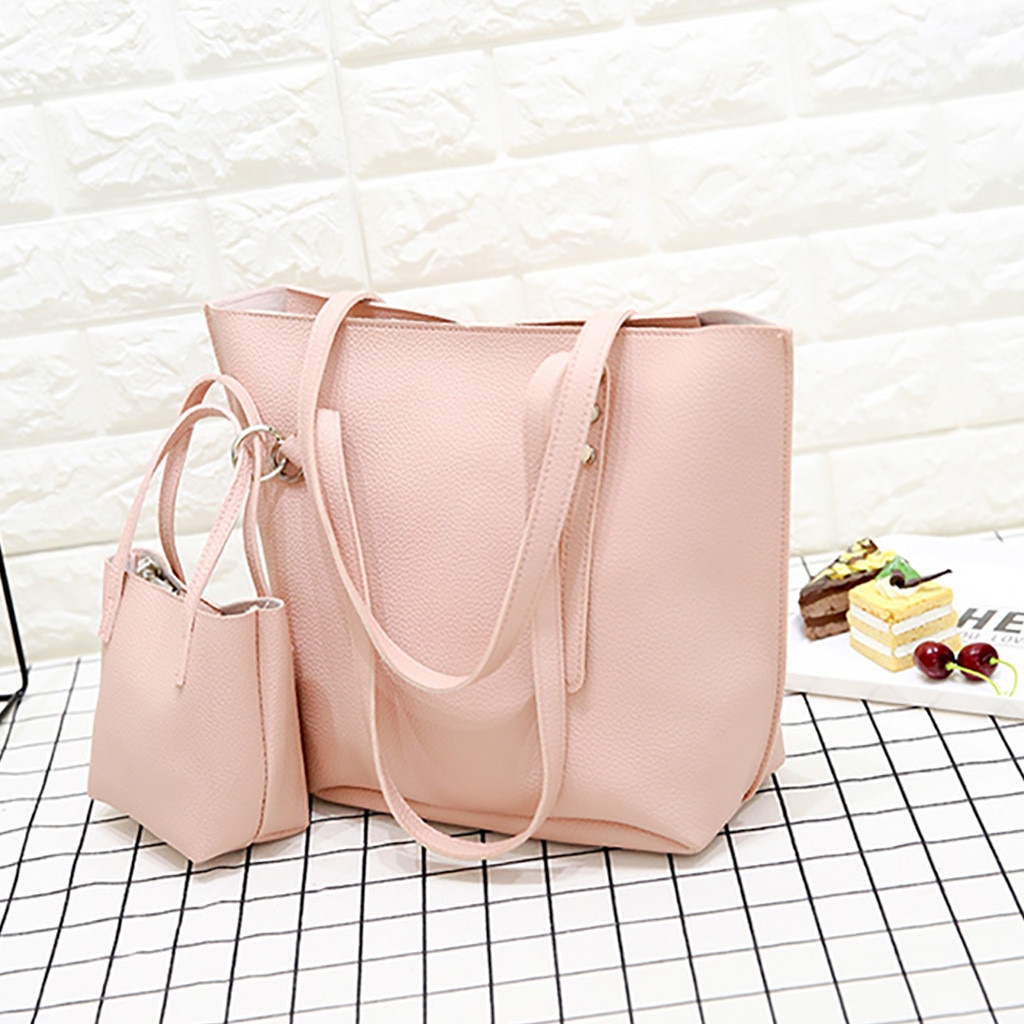 4pcs/Set Women Composite Bags Ladies Handbags Female PU Leather Shoulder Messenger Bags Tote Bag Bolsa #T1G