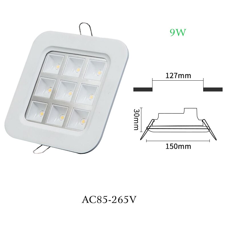 Led panellys  ac 85-265v væglampe paneler 4w 9w 16w 25w led firkantet panel downlight hvid varmt led gitter lys til stue: 9w / Varm hvid