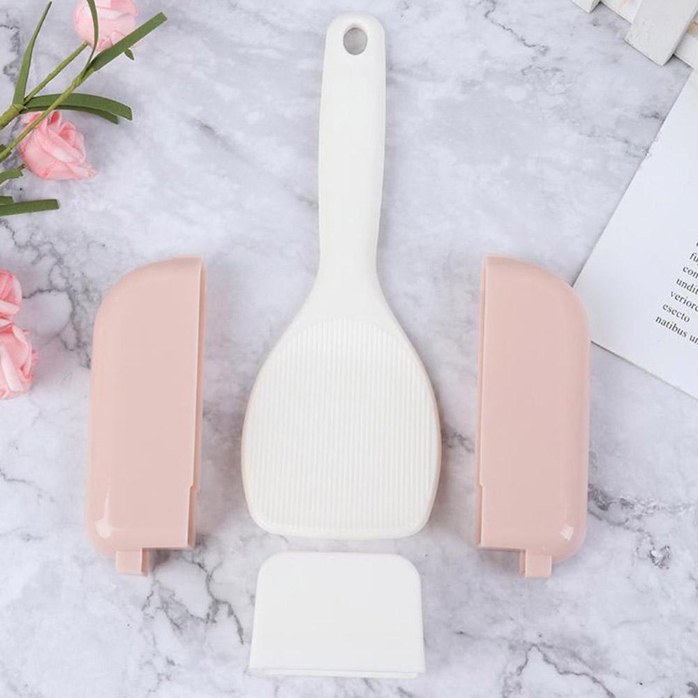 Juego de tapas de apertura y cierre automático de cuchara de arroz con soporte, cucharilla de arroz para colgar, bonita cocina, niñas, niños y niñas