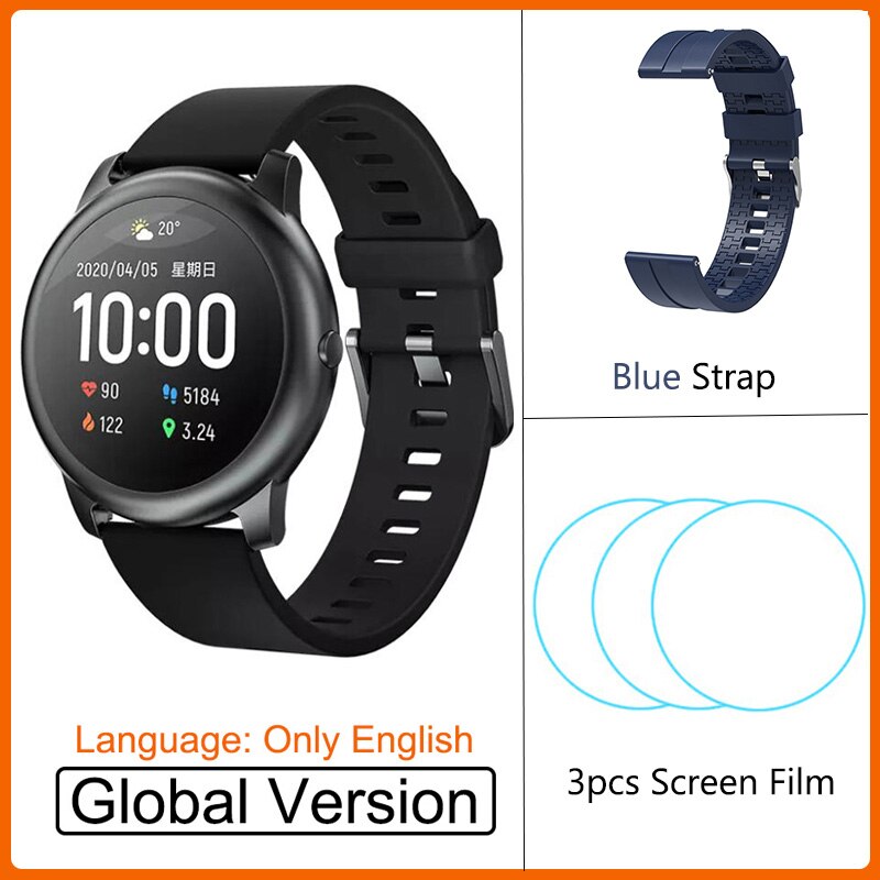 Youpin Haylou Solar LS05 Smart Uhr Sport Metall Herz Rate Schlaf Monitor IP68 Wasserdichte iOS Android Globale Version Für Xiaomi: Add Blue Strap