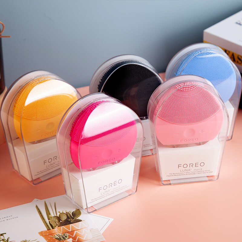 Foreo luna mini 2 limpieza facial silicone escova de limpeza facial, logotipo real de foreo luna, carregamento usb, à prova dwaterproof água, nível 8