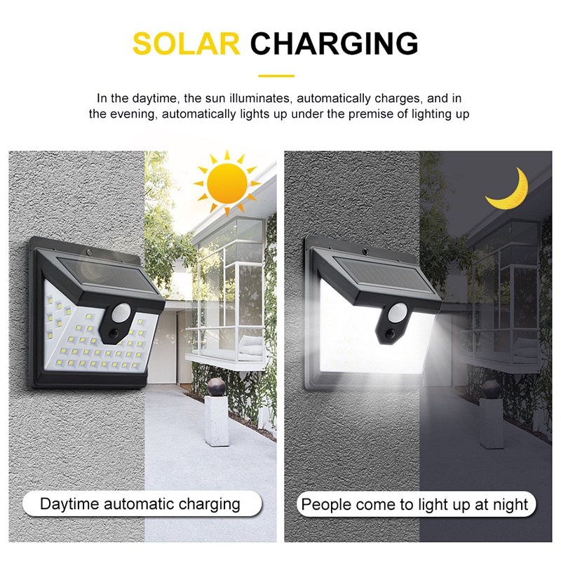 1Pc 40 Led Op Zonne-energie Light Motion Sensor Oplaadbare Led Solar Wandlamp Outdoor Waterdichte Tuin Yard Lampen Solar lampen