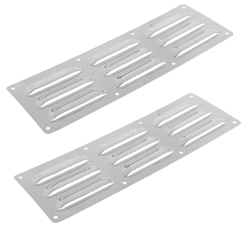 Rejilla de ventilación Louvered para barco, cubierta Rectangular de acero inoxidable, 25,8x8,7 cm/10,2x3,4 pulgadas, 2 unidades