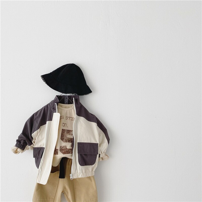 Lente Koreaanse Stijl Kinderen Jongens Meisjes Jas Casual Stijl Patchwork Uitloper Kinderen Mode Kleding E3997