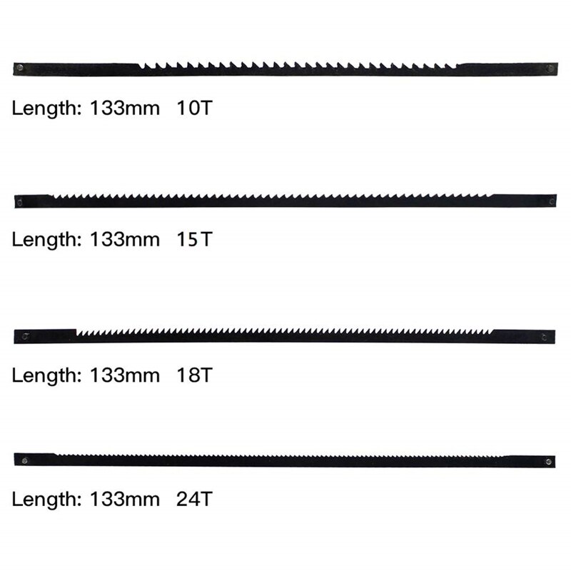 24Pcs Scroll Saw Blades 127Mm Carbon Steel Fretsaw Blades With Cross Pin 10/15/18/24 Teeth Standard Fine Cut Saw Blades