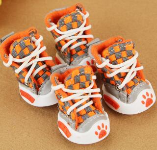 4 pièces/ensemble chien de compagnie chaussures petit chien chiot bottes Football Style pas cher chien chaussures d'été pour petits animaux de compagnie: Orange / 2