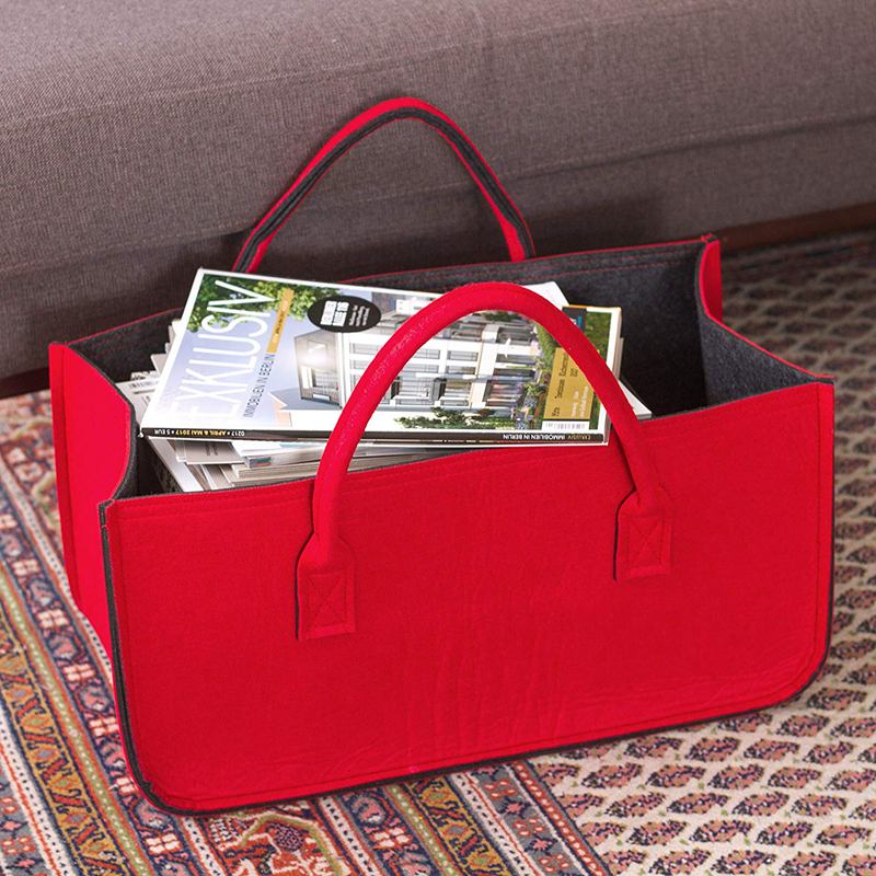 Filtväska, filtförvaringsväska stor kapacitet avslappnad shoppingväska - röd