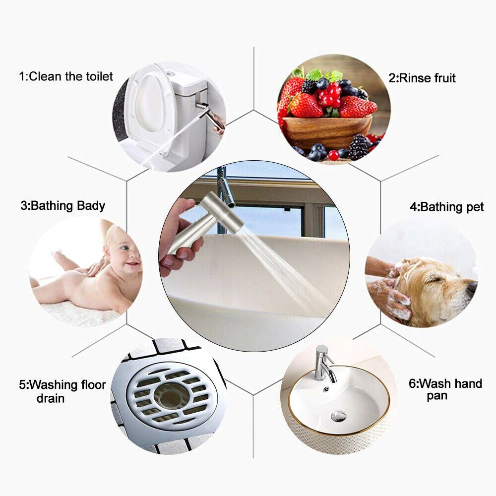 1Set Handheld Bidet Sproeier Set Kit Rvs Hand Bidet Kraan Voor Badkamer Handspuit Douchekop Self schoonmaken
