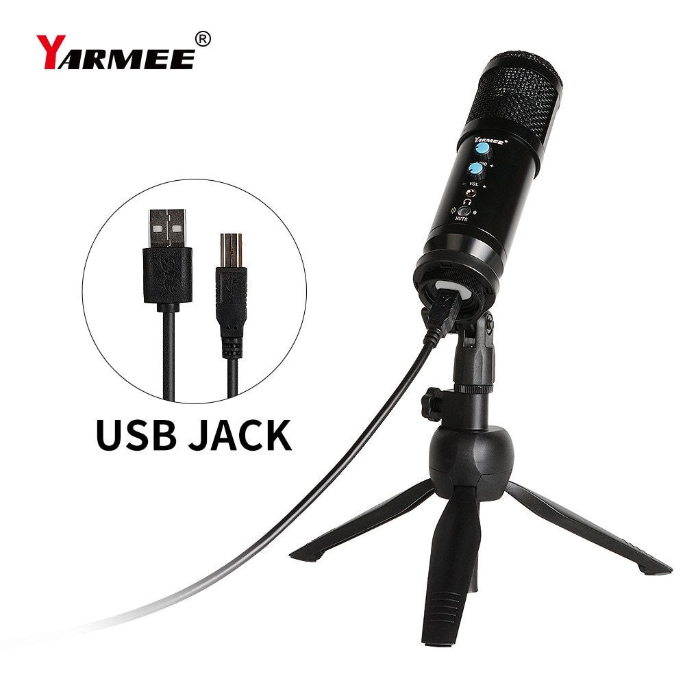 Yarmee datamaskin usb mikrofon for pc bærbar datamaskin bruk i sangopptak møte armstativ for mikrofon