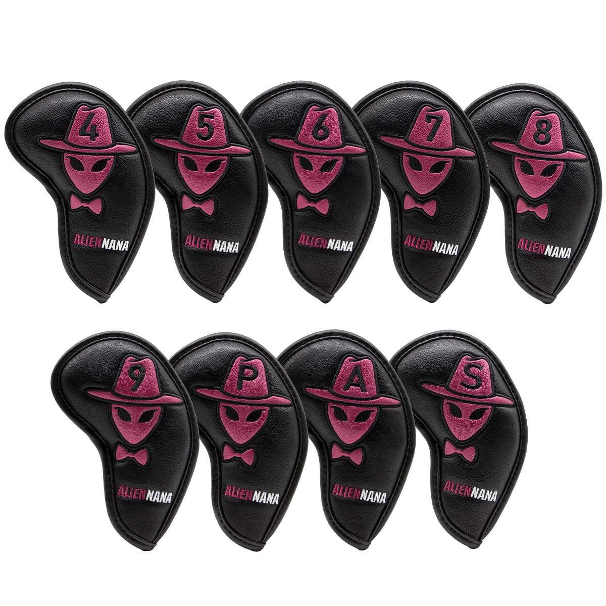 Golf iron head covers set Club Iron headcover Aliennana Golf iron club cover Gothic Cool Gold Aliennana 9pcs/set: Burgundy